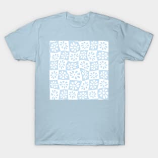 Light Blue Wavy Floral Checkers T-Shirt